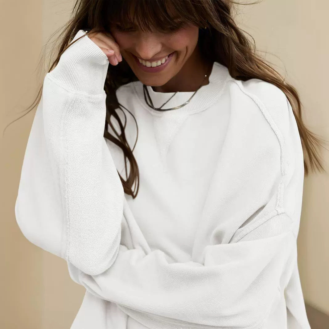 Casual Pullover Sweatshirt for Women - Loose Fit - Street Style