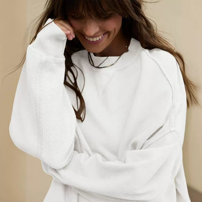 Casual Pullover Sweatshirt for Women - Loose Fit - Street Style