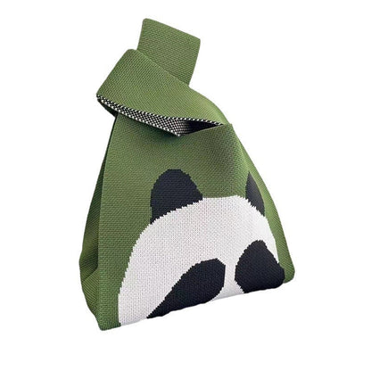 Knitted Tote Bag With Cute Designs Soft Polyester Casual