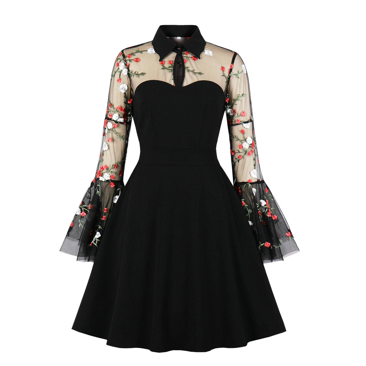 Halloween Black Queen Vintage Lace Embroidered Dress