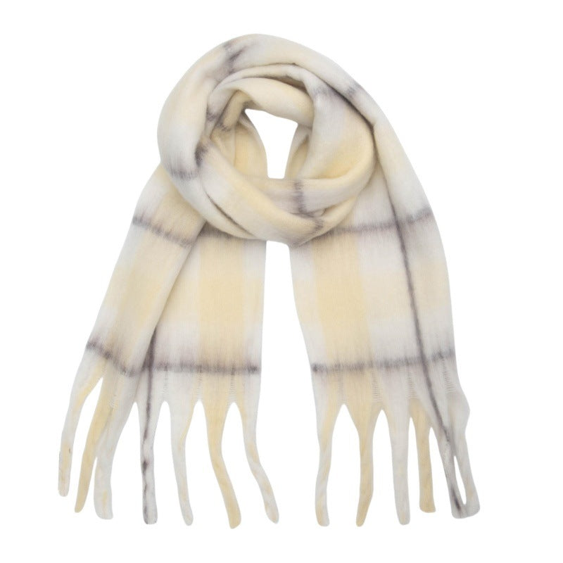 Trendy Winter Tassel Plaid Shawl Soft Scarf