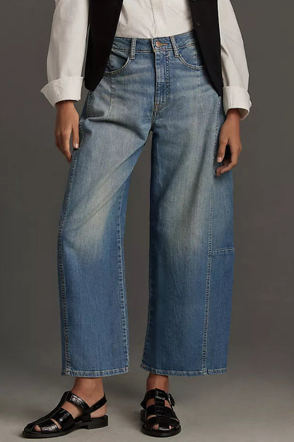 Simple Washed Straight Leg High Waist Jeans