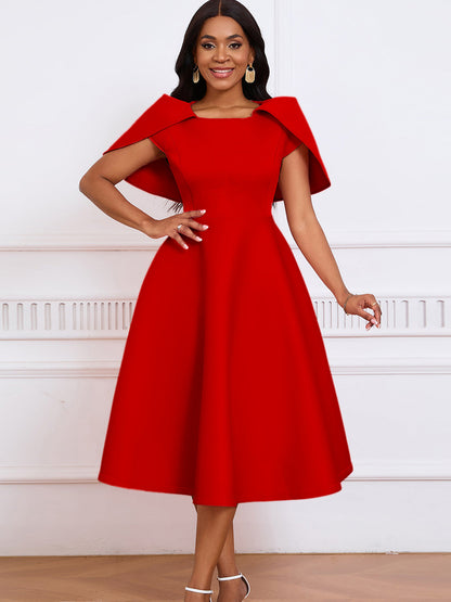 Elegant Cape Dress For Parties Made Of Polyester