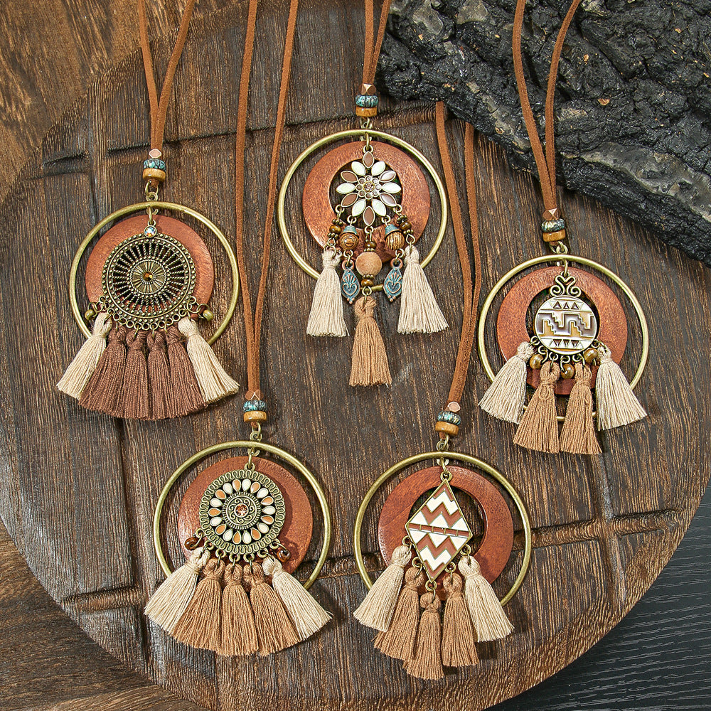 Trendy Bohemian Tassel Necklace Zinc Alloy Travel Jewelry