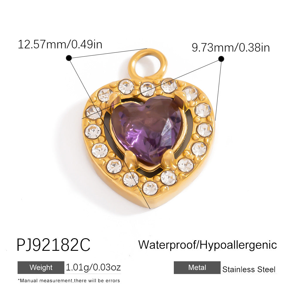 Luxury Stainless Steel Jewelry Accessories Elegant Heart-Shaped Stones