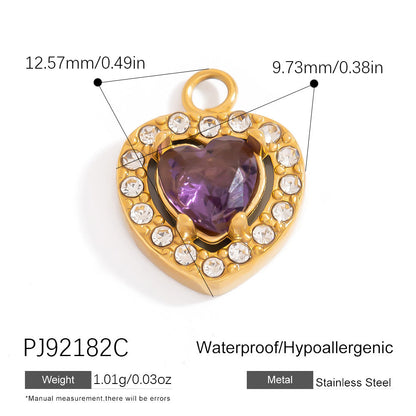 Luxury Stainless Steel Jewelry Accessories Elegant Heart-Shaped Stones
