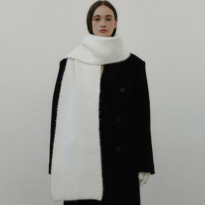 Knitted Wool Blend Solid Color Scarf for Women