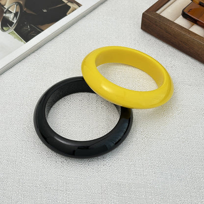 Geometric Resin Bangle Bracelet Trendy Yellow and Black