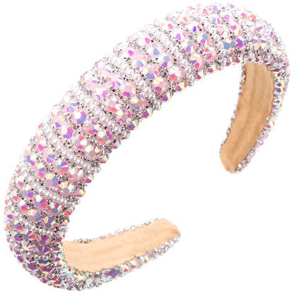 Baroque Rhinestone Pearl Wide Headband For Women