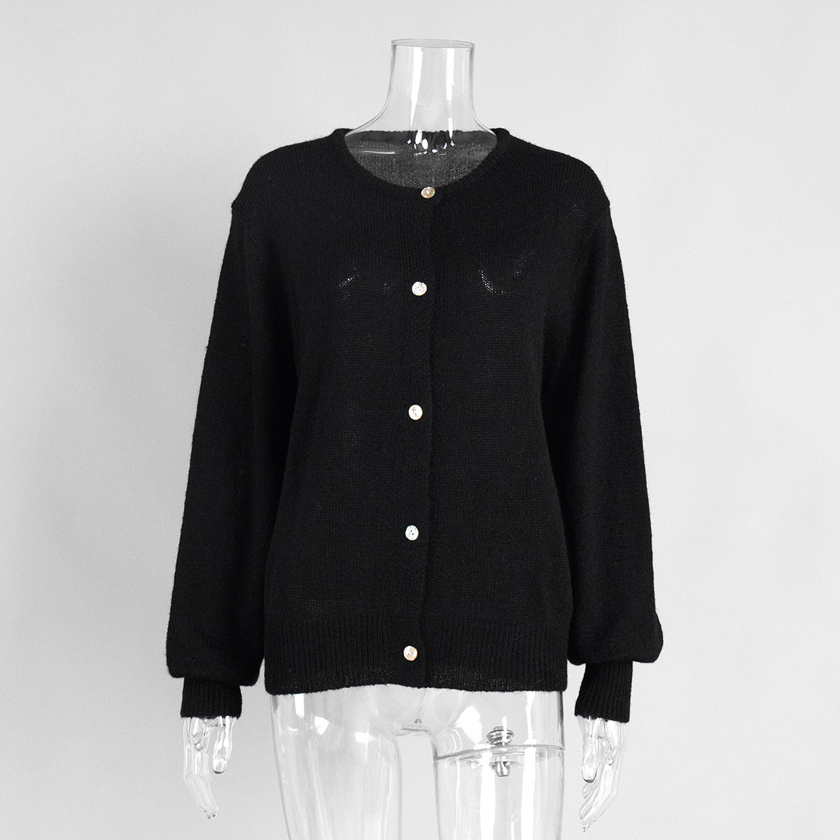 Minimalist Winter Solid Color Knit Cardigan