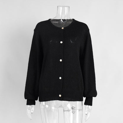 Minimalist Winter Solid Color Knit Cardigan