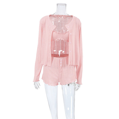 3PCS Solid Color Knit Homewear Sets