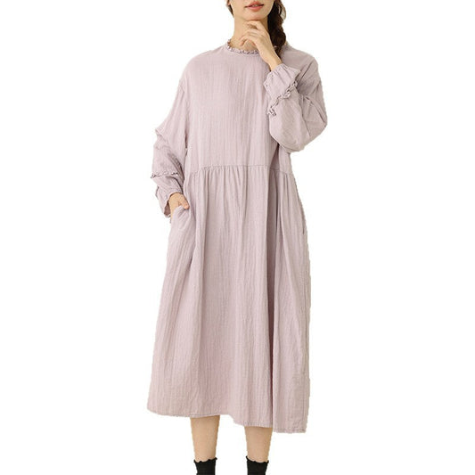 Sweet Fresh Double Layer Cotton Dress Loose Long Skirt