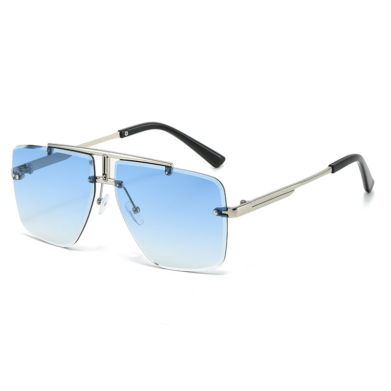 Retro Square Frame Unframed Sunglasses for Men