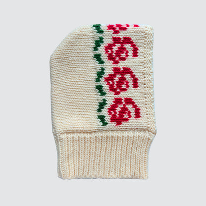 Textured Wool Blend Rose Pattern Beanie with Neck Warmer