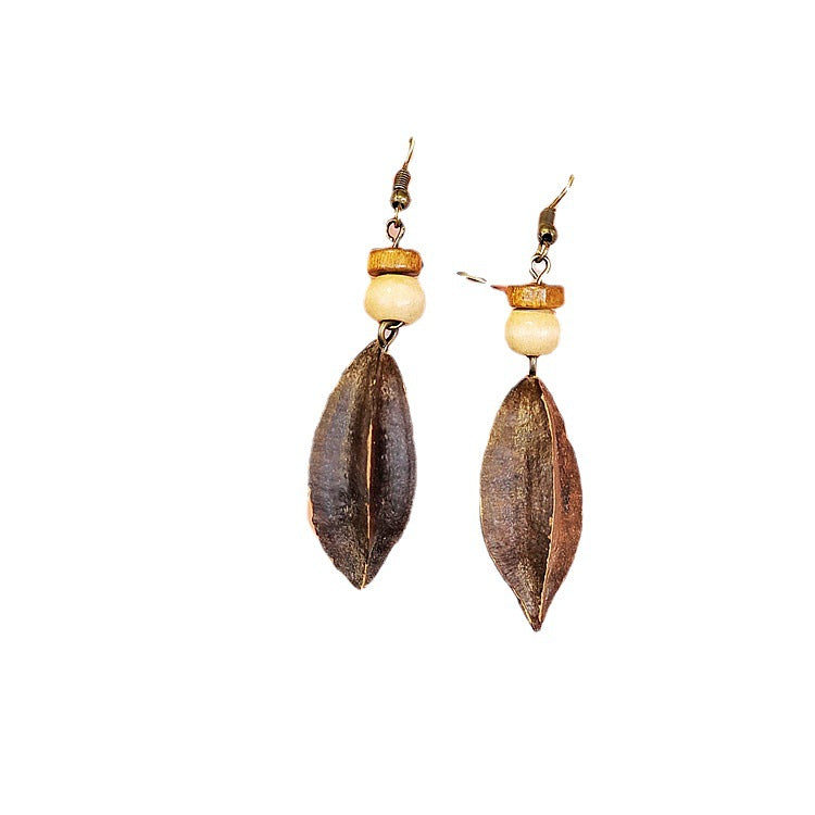 Creative Long Wooden Tassel Earrings Inspired by Nature