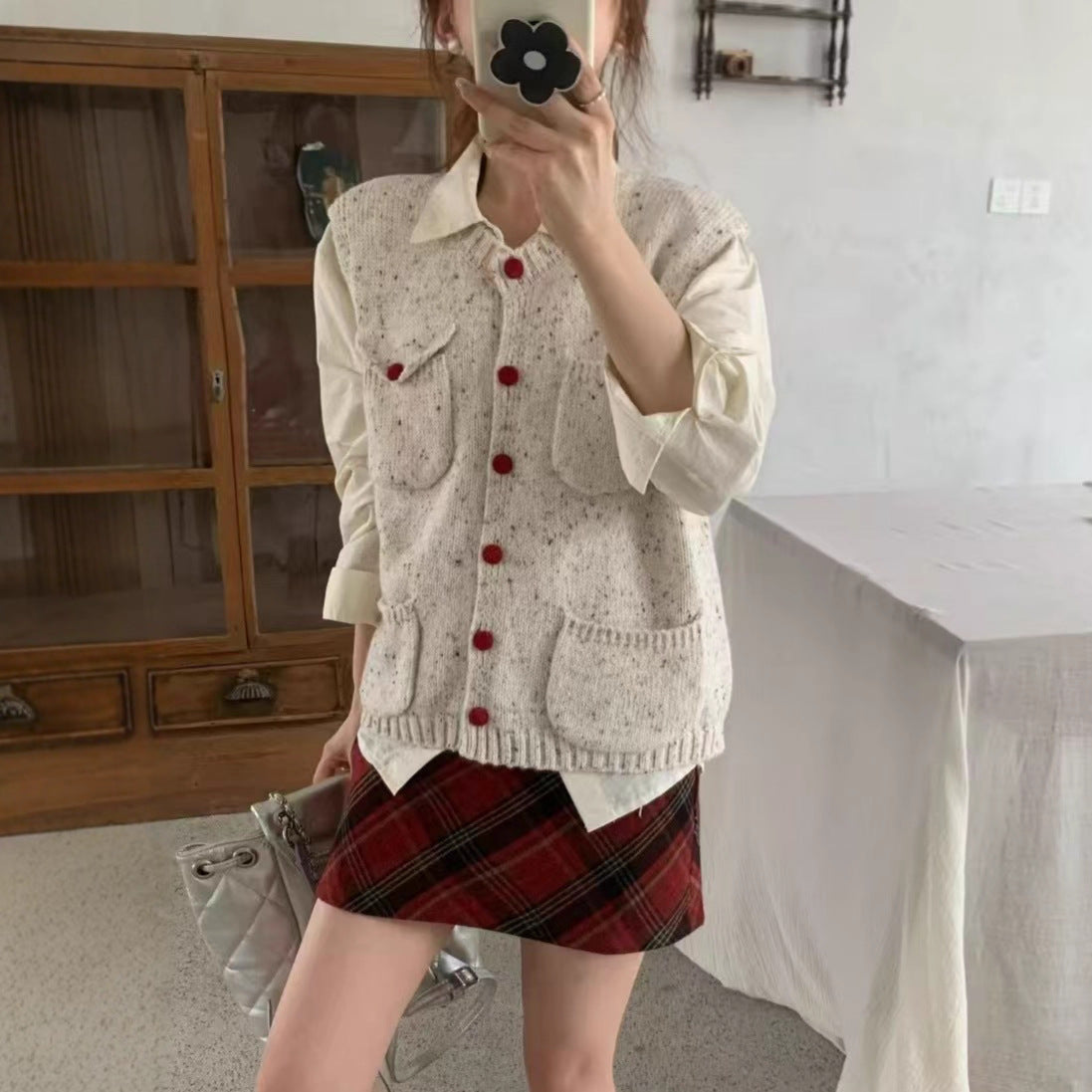 Knitted Vest For Women Solid Color Lightweight Cardigan