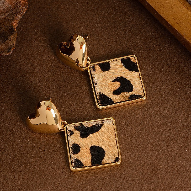 Natural Horse Hair Leopard Print Earrings Luxury Fashion Accessories