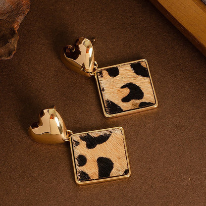 Natural Horse Hair Leopard Print Earrings Luxury Fashion Accessories