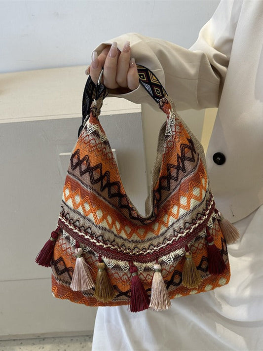 Fashionable Ethnic Style Fringe Casual Tote Bag