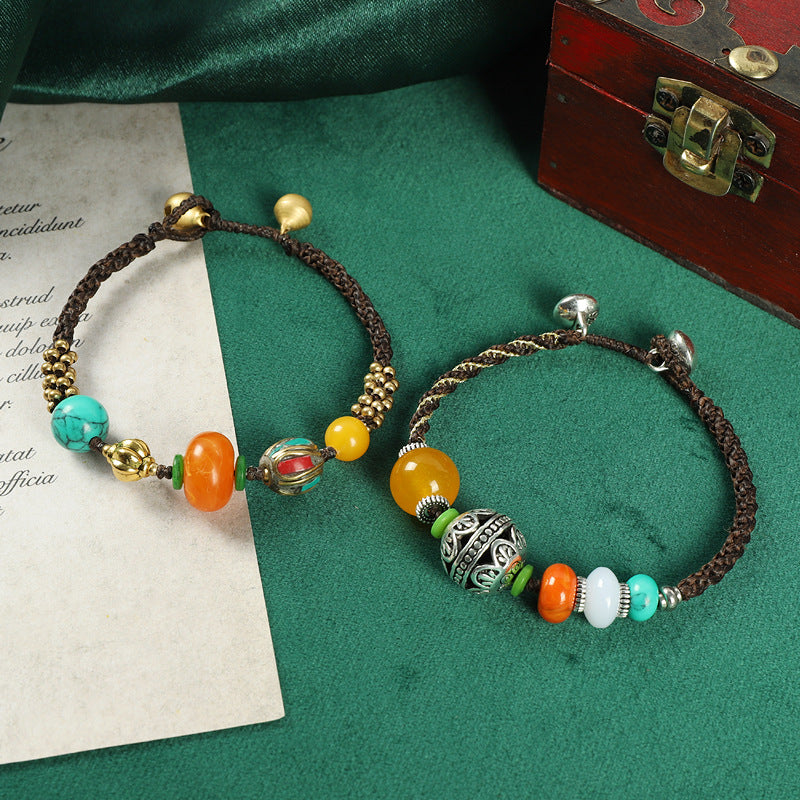 Original Design Woven Tibetan Yellow Honey Bracelet Ethnic Personality Tibetan Bracelet Nepal Accessories.