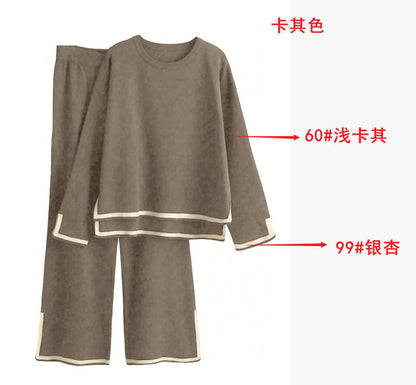 Casual Knit Sweater and Pants Set for Women
