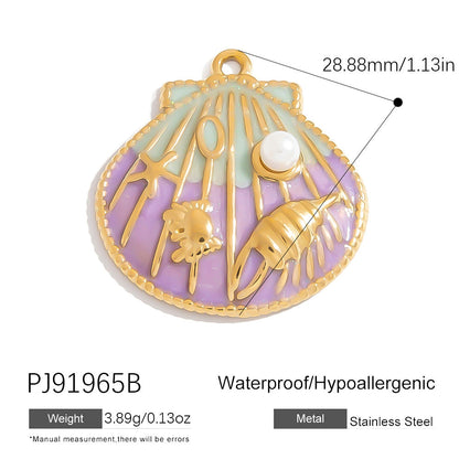 Stainless Steel Ocean-Themed DIY Flower Pendant Jewelry
