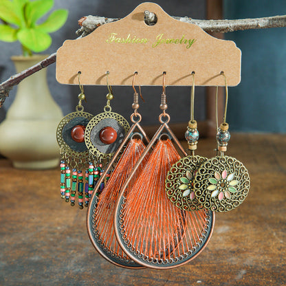 Bohemian Style Waterdrop Earrings Set Alloy Drop Earrings