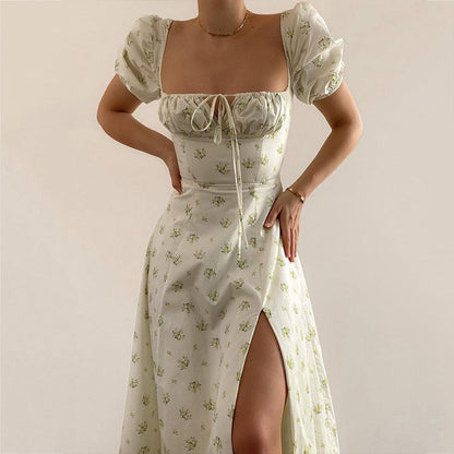 Floral Print Backless Midi Dress
