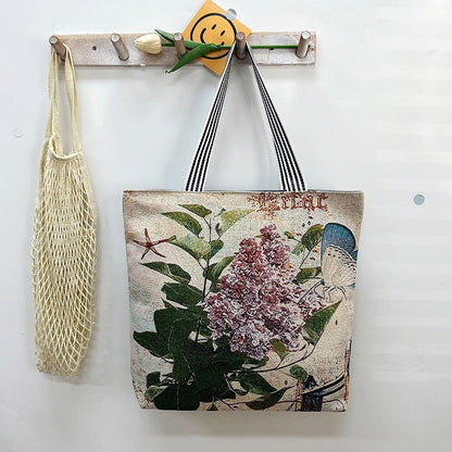 Large Capacity Tote Bag with Golden Embroidery Creative Pattern