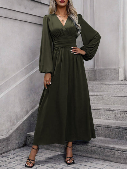 Autumn And Winter New Women'S Lantern Sleeves With High Split Ends Dress