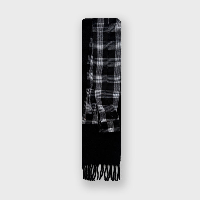 Geometric Pattern Knit Scarf Women's Wool Blend Winter Wrap