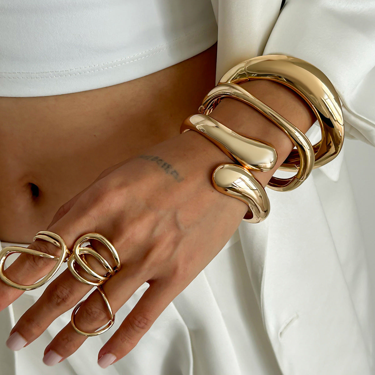 Trendy Open-Cuff Bracelets with Geometric Design