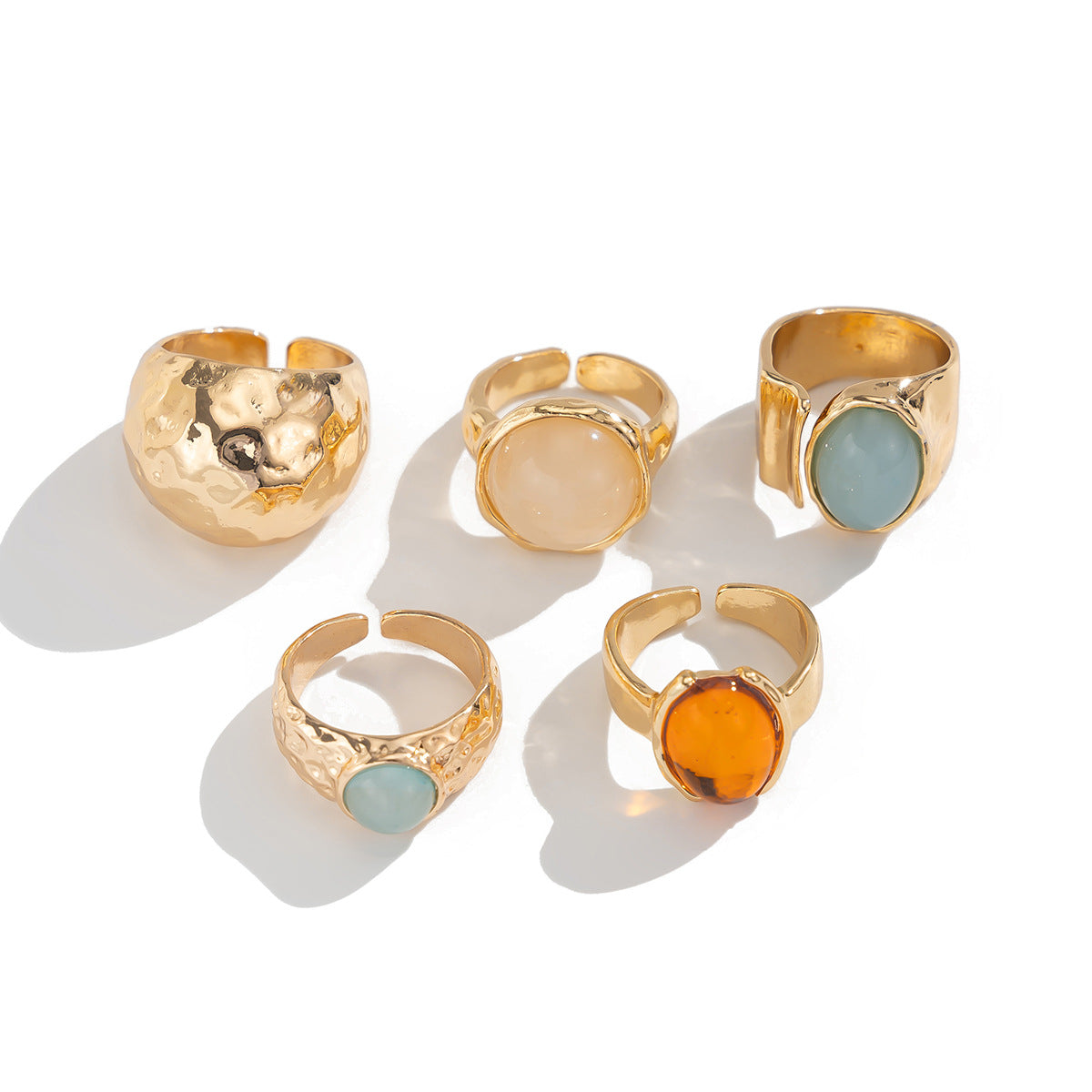 Geometric Vintage Gemstone Ring Set For Women