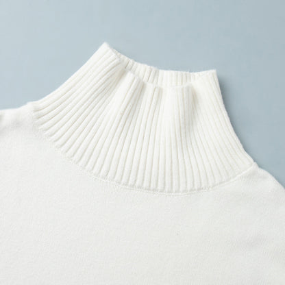 Winter High Neck Solid Color Knit Sweater