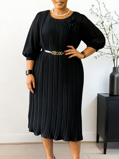 Elegant A-Line Midi Dress With Square Neckline And Ruffle Hem