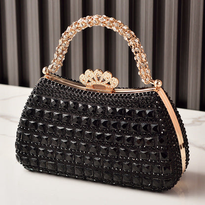 Luxury Rhinestone Evening Clutch Leather Handbag for Parties