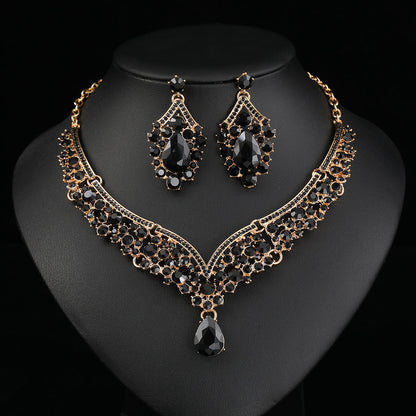 Vintage Statement Necklace Set Luxurious Crystal Jewelry for Evening Wear