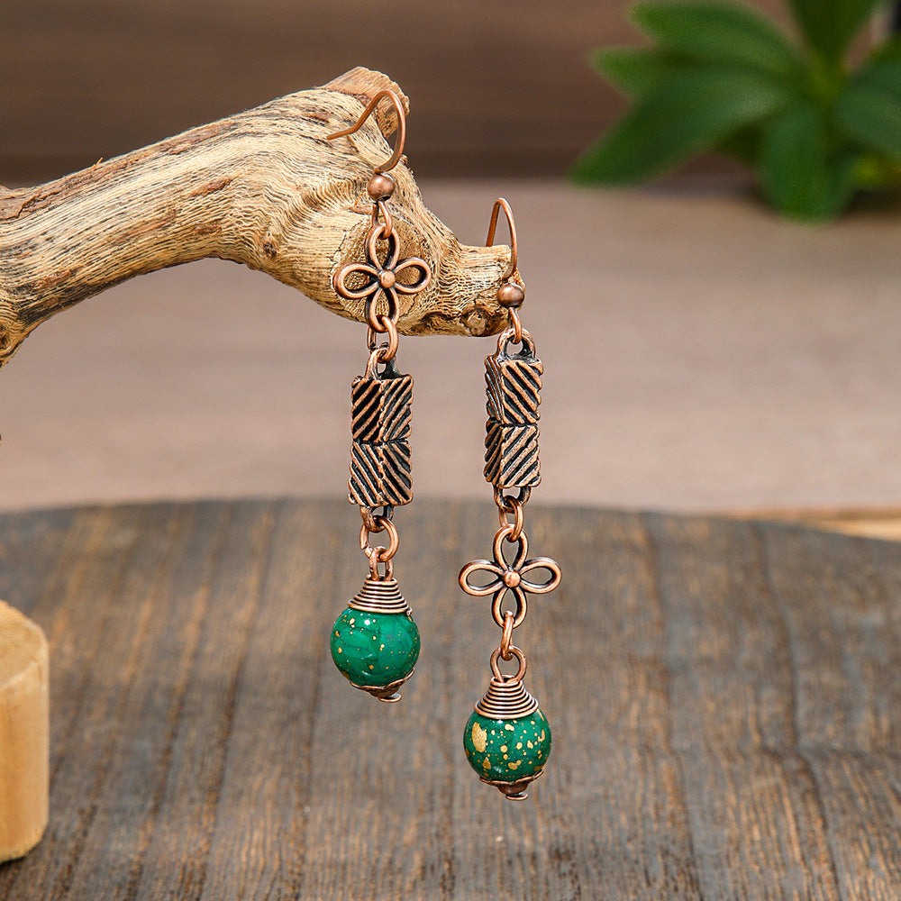 Elegant Vintage Leaf Dangle Earrings Zinc Alloy Art Design