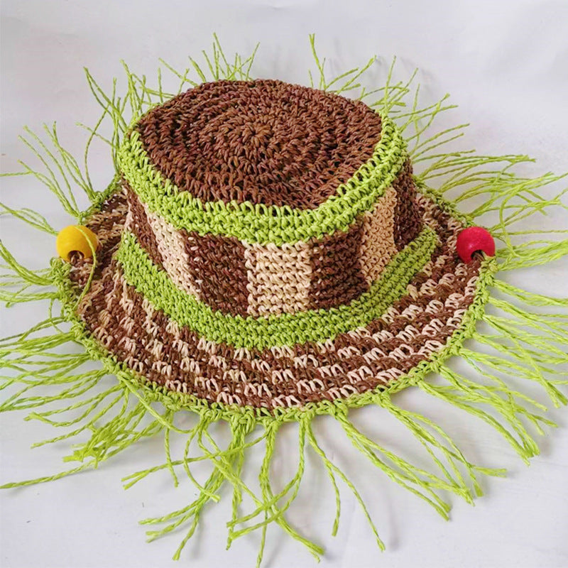 Handmade Straw Adult Hat Outdoor Beach Casual Visor Hat Featuring Resort Air Breathable Straw Hat
