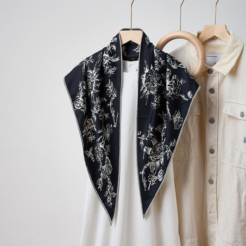 Vintage Polka Dot Triangle Silk Scarf