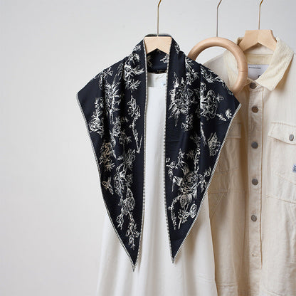 Vintage Polka Dot Triangle Silk Scarf