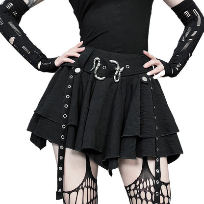 Gothic Style Asymmetrical Metal Half Skirt