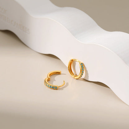 Simple Turquoise Vintage Hoop Earrings