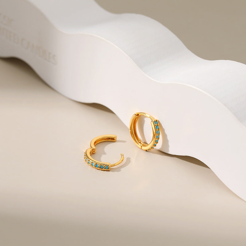 Simple Turquoise Vintage Hoop Earrings