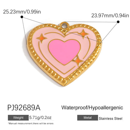 Heart Flower Pendant Accessories 18K Gold Plated Stainless Steel Jewelry