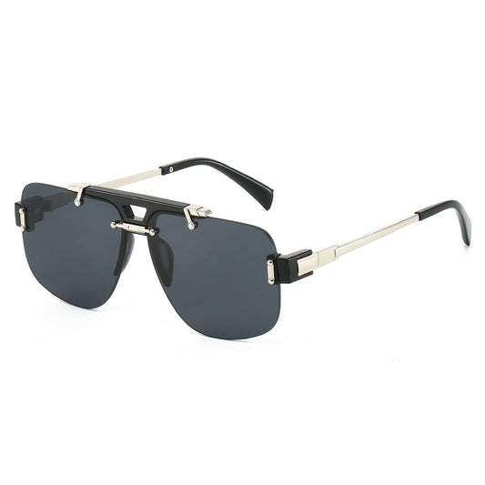 Fashion Half-Frame Square Sunglasses Stylish Design UV400 Protection