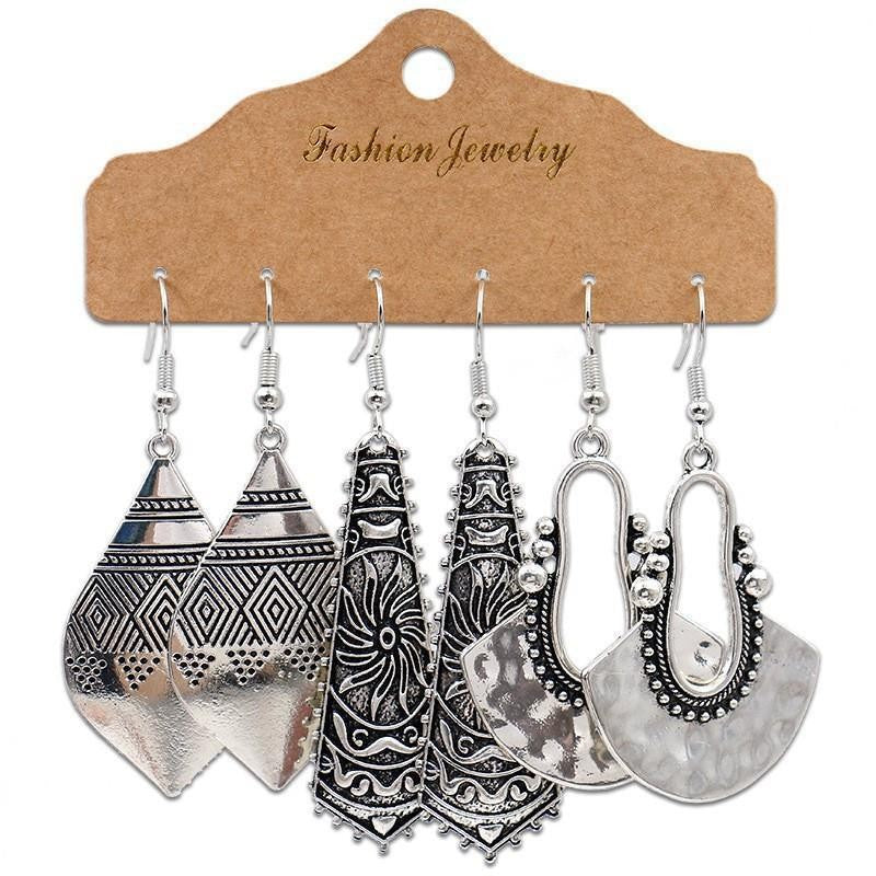 Vintage Geometric Alloy Earrings Set for Women