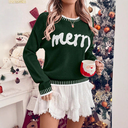 Casual Round Neck Knit Christmas Pullover Sweater