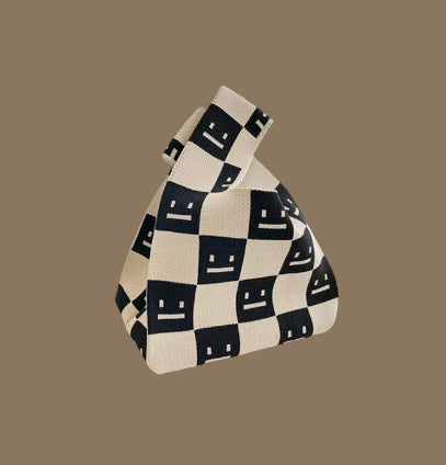 Knitted Tote Bag With Cute Designs Soft Polyester Casual